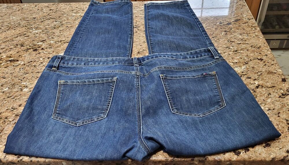 Tommy Hilfiger Jeans Womens 18 Skinny Mid Rise Dark Wash Blue Denim Stretch